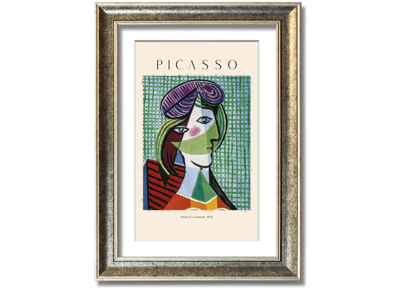 Head Of A Woman, 1935 by Picasso, printed on coated polyester canvas, mounted on a 44mm box frame, ready to hang.